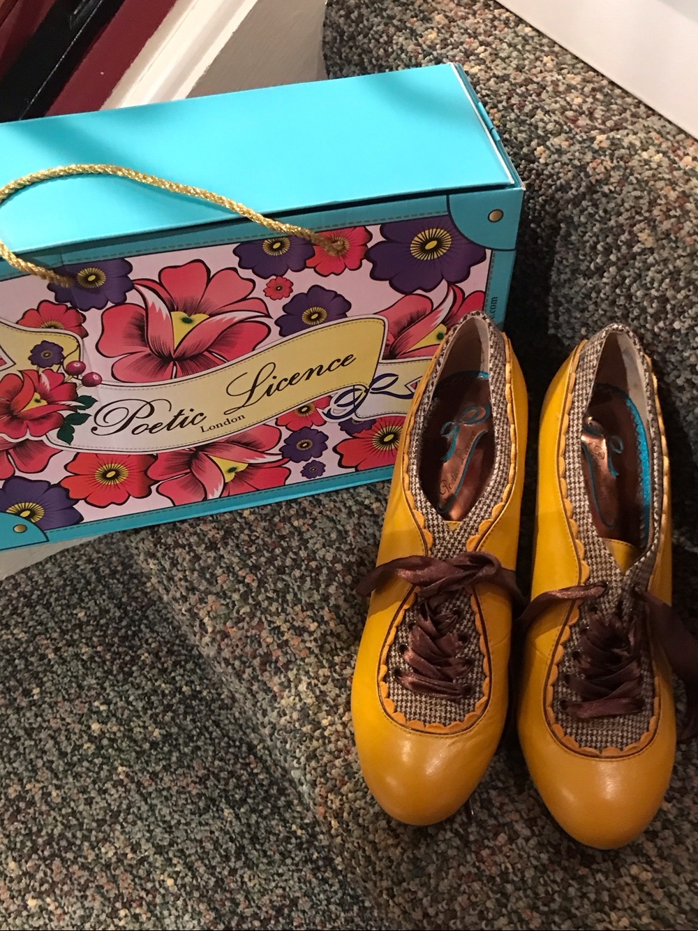 Poetic License Yellow Lace-Up Women's Boots NIB 39.5